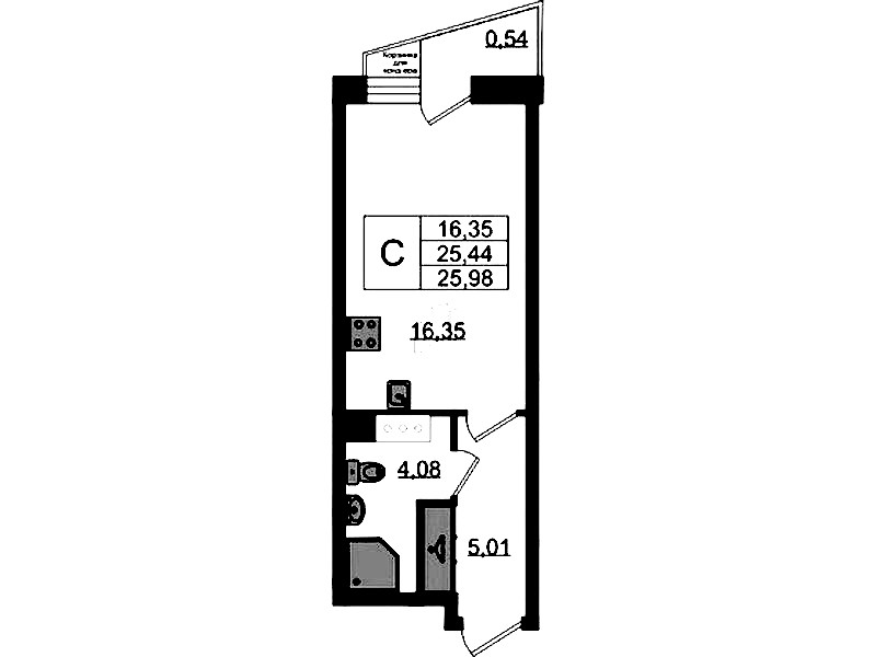 Квартира студия 25.98 м², 5/11 эт., ЖК «VEREN NORT Сертолово»
